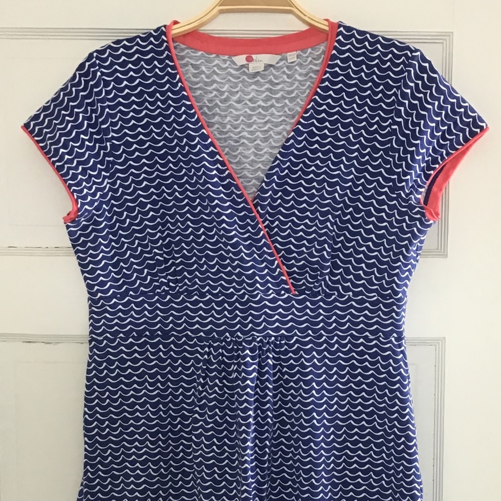 Boden Summer Dress Women’s 8 Petite Blue White Coral Like New - Picture 13 of 15